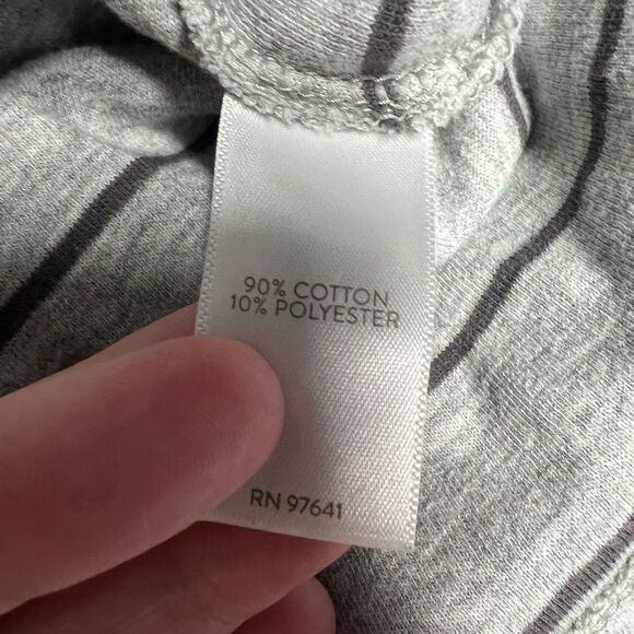 J.Jill Striped Waffle Thermal Long Sleeve Gray Shirt Patch Pocket Womens Medium - Picture 5 of 7